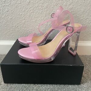 NWOT Gianni Bini Pink Clear Block Heels | Pink